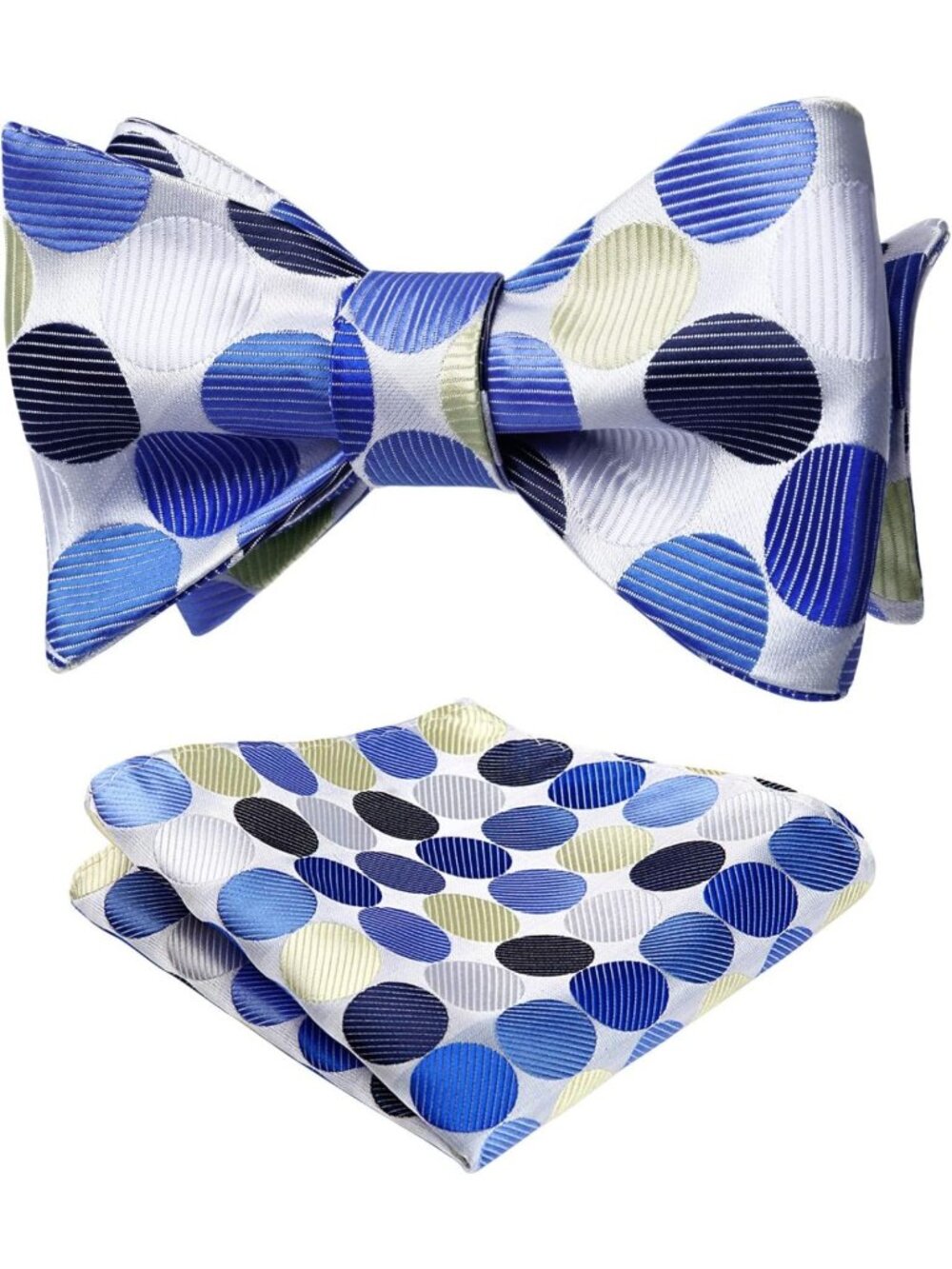 Classic Polka Dot Self-Tie Bow Tie & Pocket Square Set for Weddings & Business